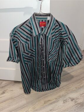Men's Short-Sleeve Stripe Pearl Snap Shirt